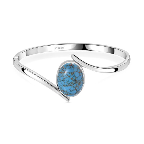 Blaues Türkis Armreif ca. 19 cm Edelstahl ca. 12.28 ct image number 0