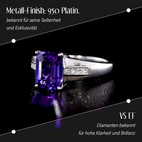 RHAPSODY AAAA Tansanit und VS EF Diamant Ring in 950 Platin - 2,47 ct.