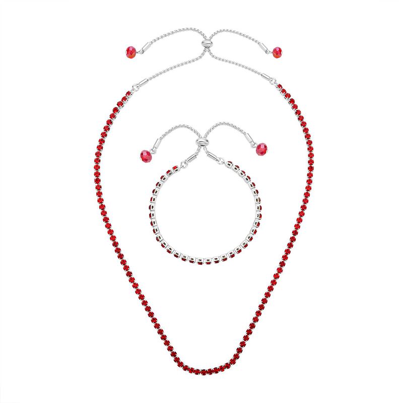 2er-Set- verstellbare rote Kristall-Halskette und Armband - 0,50 ct. image number 0