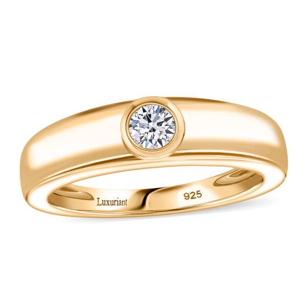 LUXURIANT VS-EF Labor Diamant Ring, 925 Silber 750 Gelbgold Vermeil - 0,25 ct. image number 2