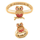 Weißer Kristall, Rosa Kristall Flexibles Armreif and Flexibler Ring, goldfarben Schmuckset Std Gelb