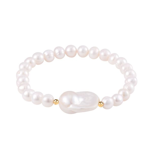 Flexibles, wei&szlig;es Barockperle- und wei&szlig;es S&uuml;&szlig;wasserperle-Armband - 91 ct. image number 2