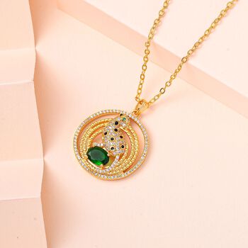 Wei&szlig;er Zirkonia, Neongr&uuml;ner Kristall Halskette ca. 50 cm Reines Messing ca. 0,50 ct.