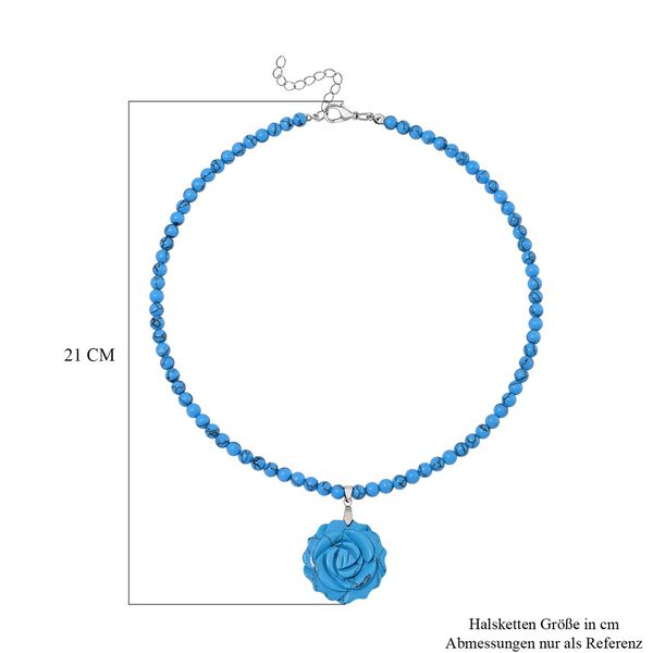 Blaue Howlit handgeschnitzte Blumen-Halskette, 45 cm - 150 ct. image number 5