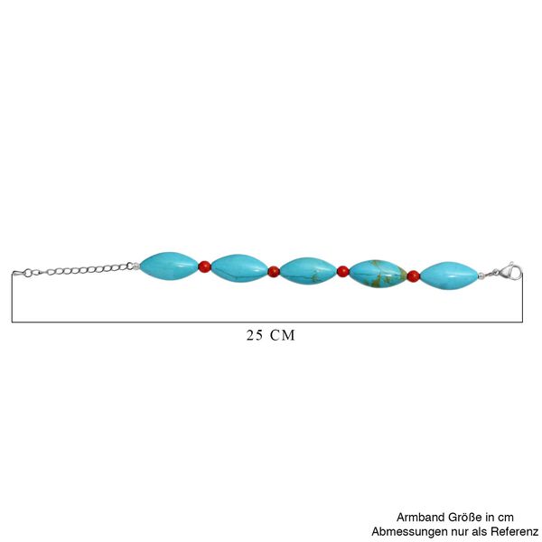 Gefärbtes blaues Magnesit und Koralle Armband, 19cm - 145 ct. image number 5