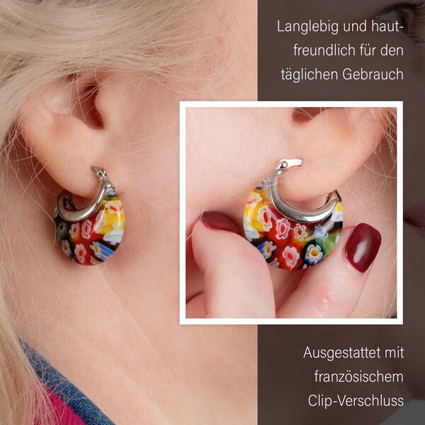 Durchsichtige Huggie-Ohrringe im Murano-Stil image number 4