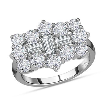 Moissanit Ring, 925 Silber platiniert, ca. 2.16 ct