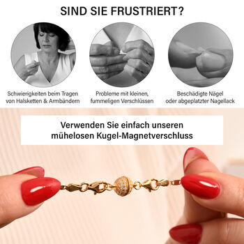 TOUCH und LOCK 3er-Set- Zirkonia Magnetverschluss in ros&eacute;vergoldetem Silber