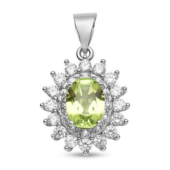 Nat&uuml;rlicher Peridot und Zirkonia-Anh&auml;nger, Messing ca. 6,00 ct