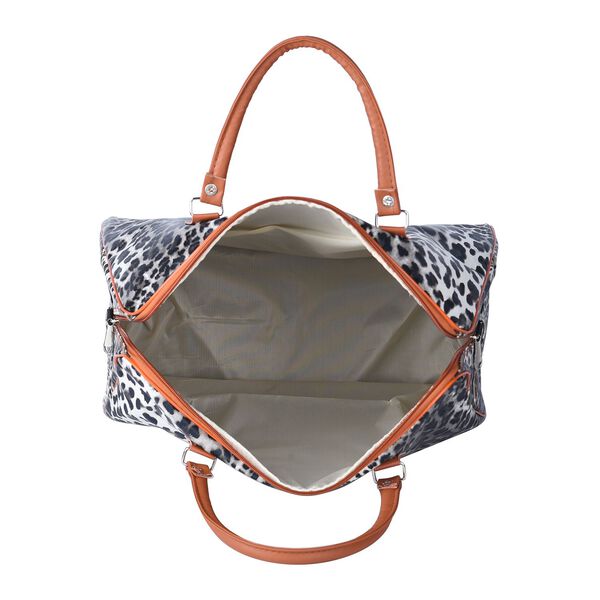 Handtasche mit Leopardenmuster, Wei&szlig; und Schwarz image number 6