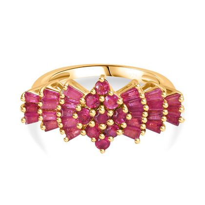 AA Afrikanischer Rubin (Fissure gef&uuml;llt) Ring 925 Silber 750 Gelbgold Vermeil (Gr&ouml;&szlig;e 16.00) ca. 1,87 ct