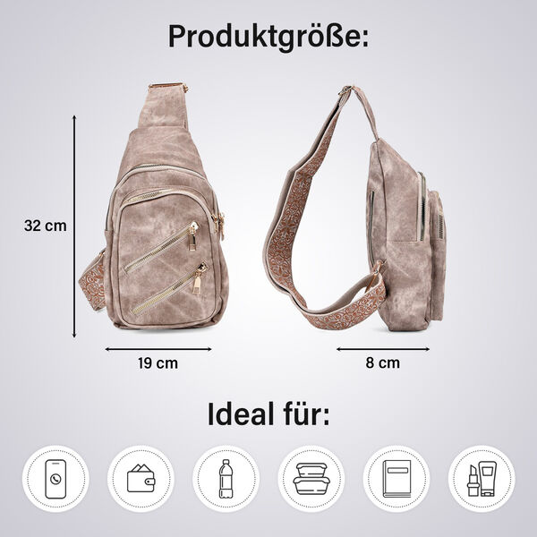 Rucksack aus Nylon mit RFID-Schutz, 19x8x32 cm, Beige image number 5