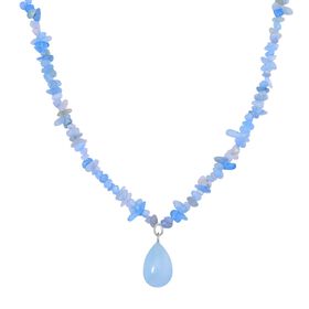 Aquamarin Halskette ca. Flexibles cm Reiner Edelstahl ca. 85,00 ct.