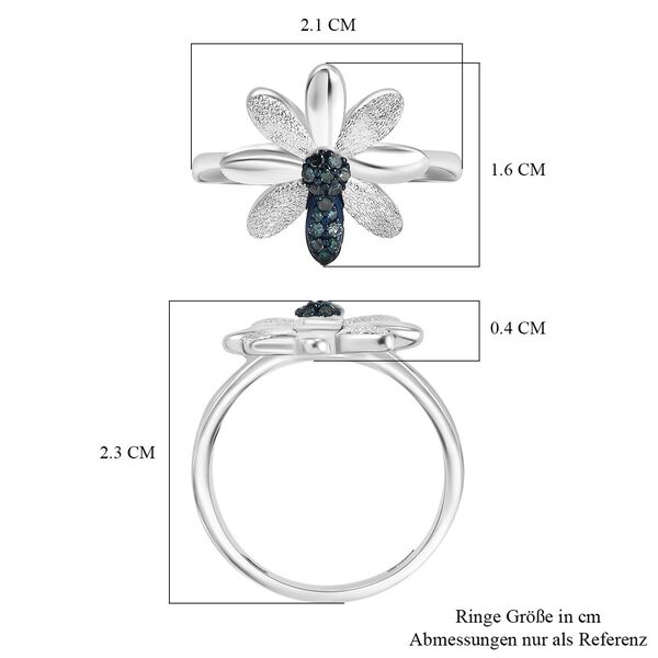 GP Italian Garden Kollektion - Blauer Diamant und Kanchanaburi blauer Saphir Ring, 925 Silber rhodiniert - 0,11 ct. image number 7