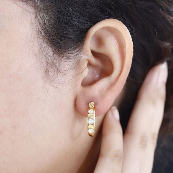 AA natürlicher, äthiopischer Welo Opal Ohrringe, 925 Silber vergoldet -  0,49 ct. image number 4