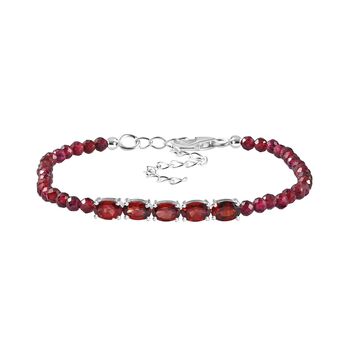 Roter Granat, Mehrfarbig Edelsteine Armband ca. 16.5 cm 925 Silber ca. 16,69 ct.