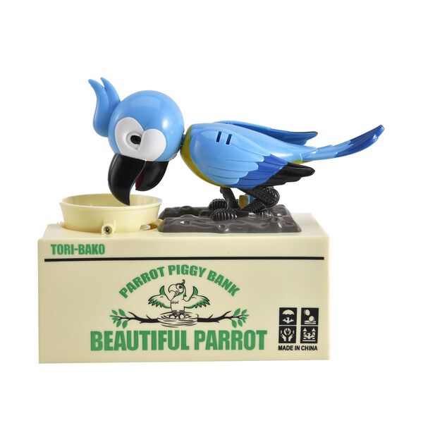 M&uuml;nzstehlende Papagei-Spardose, 2x AA Batterien (nicht inkl.), 18x8x15 cm, blau image number 0