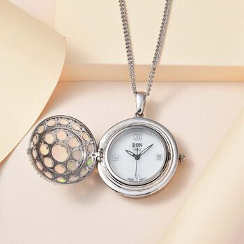 2 in 1 EON Opal und Zirkon-Cluster-Anh&auml;nger mit Taschenuhr - 7,90 ct.