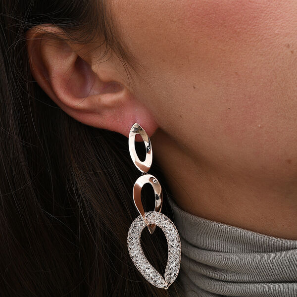 Weißer Kristall Ohrringe Reines Messing image number 3