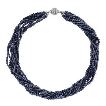 Mehrreihiges dunkelblaues Kristallperlen-Schmuckset