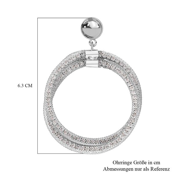 Doppelter kreisf&ouml;rmiger Ohrringe mit wei&szlig;em Kristall, silberfarben image number 4