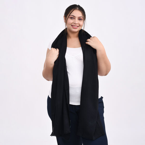 LA MAREY - Luxuriöser und weicher Schal aus 100 % Kaschmirwolle, 70 x 195 cm, Schwarz image number 5