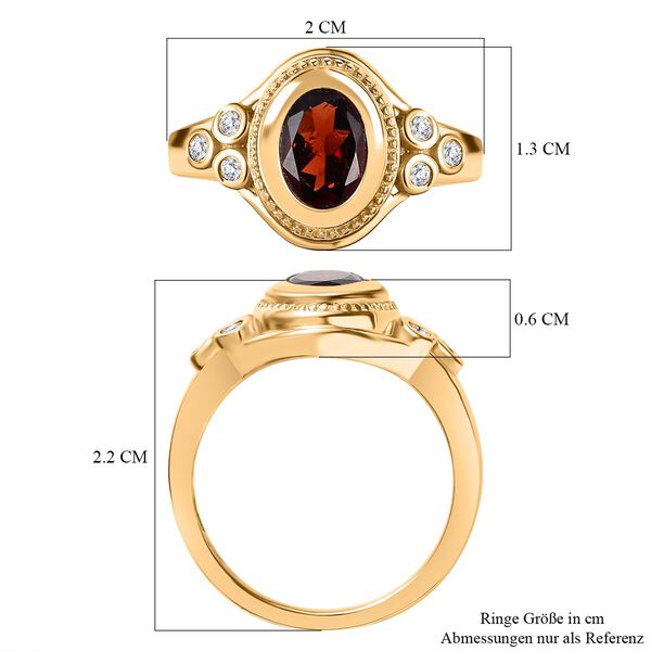 Roter Granat, Weißer Zirkon Ring Messing (Größe 17.00) ca. 1,49 ct image number 6