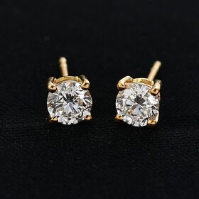 LUXURIANT SGL zertifizierte SI-GH Labor Diamant Ohrringe, 925 Silber 750 Gelbgold Vermeil - 1 ct.