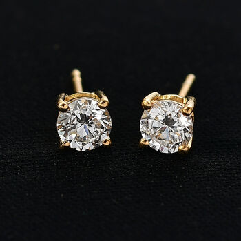 LUXURIANT SGL zertifizierte SI-GH Labor Diamant Ohrringe, 925 Silber 750 Gelbgold Vermeil - 1 ct.