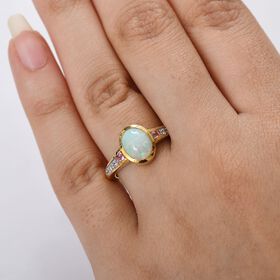 D&rsquo;Joy Nat&uuml;rlicher, &auml;thiopischer Welo Opal, rosa Saphir und Zirkon Ring - 1,36 ct.