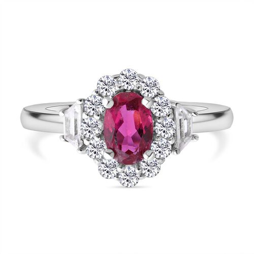 AAA Rubellit und weißer Zirkon-Ring, 925 Silber platiniert  ca. 0,98 ct image number 0