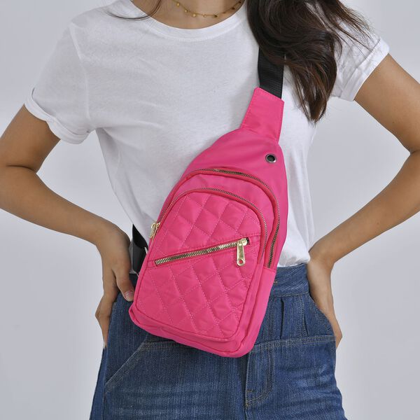 Stepp-Slingtasche mit RFID-Schutz und Kopfhöreröffnung, Größe: 17x7,5x30cm, Rosa image number 10