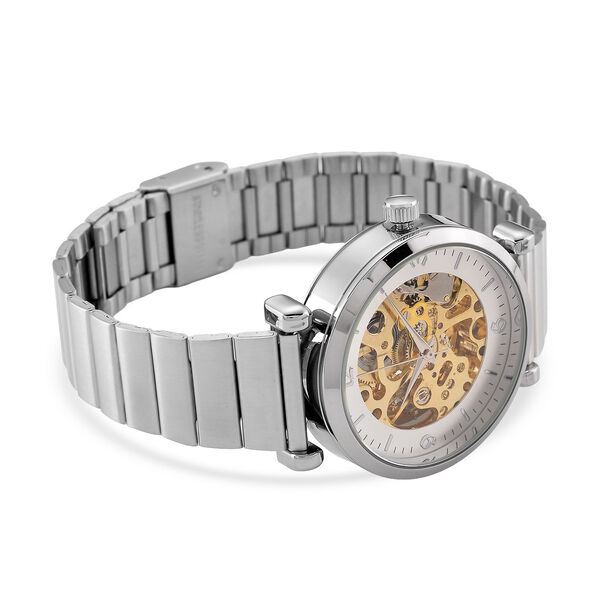 GENOA TIME V2 Automatik-Mechanische Uhr, weißes Zifferblatt mit Sonnenschein-Design, 3ATM Wasserdicht, 8,5 cm, Silberfarben image number 5