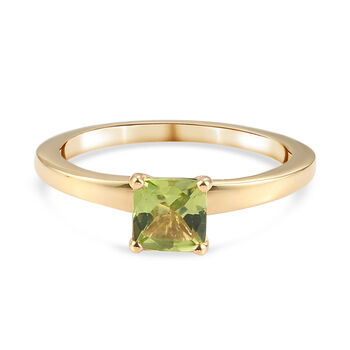 Nat&uuml;rlicher Peridot Solit&auml;r Ring 925 Silber vergoldet (Gr&ouml;&szlig;e 17.00) ca. 0,56 ct