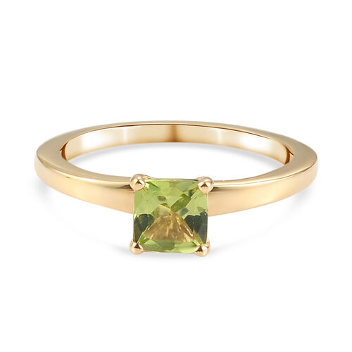 Peridot Solitär Ring 925 Silber 585 Vergoldet image number 0