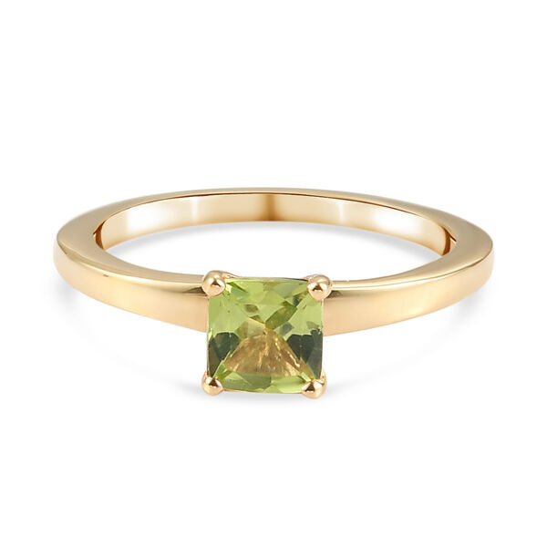 Peridot Solit&auml;r Ring 925 Silber 585 Vergoldet