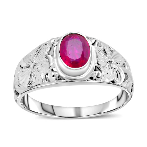 Royal Bali - Afrikanischer Rubin (Fissure gef&uuml;llt) Ring, 925 Silber Schwarz oxidiert (Gr&ouml;&szlig;e 16.00) ca. 1,40 ct image number 3