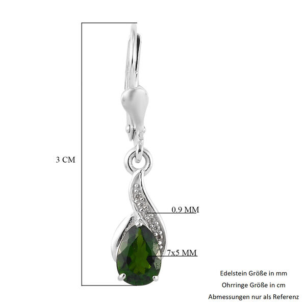 nat&uuml;rlicher Chromdiopside und Zirkon Ohrringe 925 Silber platiniert ca. 1,31 ct image number 5