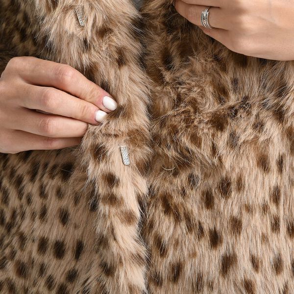 LA MAREY Signature - Kurzjacke aus Webpelz mit Leopardenmuster, Einheitsgröße, Braun image number 6