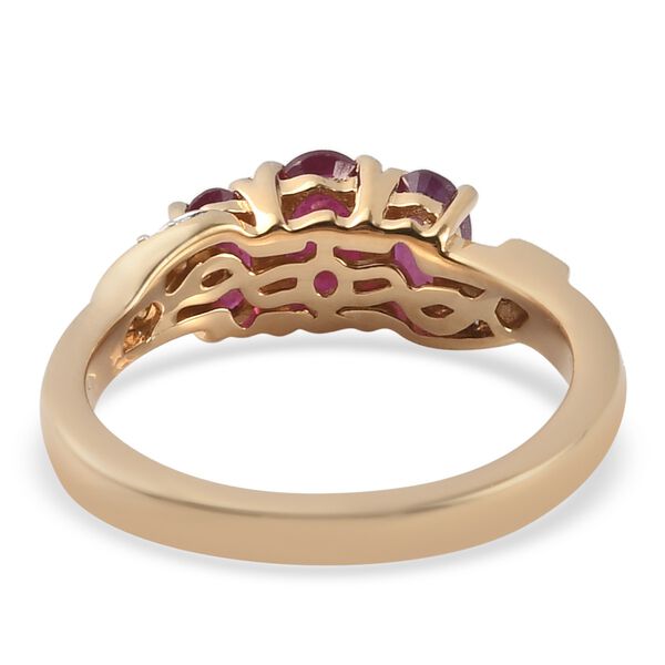 Fissure gef&uuml;llt Rubin und Zirkon 3 Stein Ring 925 Silber 585 Vergoldet image number 6
