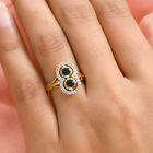 Natürlicher Chromdiopsid und Zirkon Ring 925 Silber vergoldet  ca. 0,98 ct image number 2