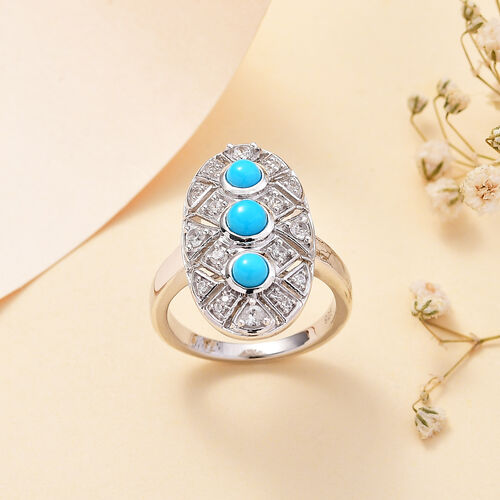 AA Amerikanischer Natürlicher Sleeping Beauty Türkis Ring 925 Silber rhodiniert (Größe 19.00) ca. 1.51 ct image number 1