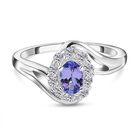 Tansanit und weißer Zirkon-Ring, 925 Silber platiniert, ca. 0,89 ct image number 0