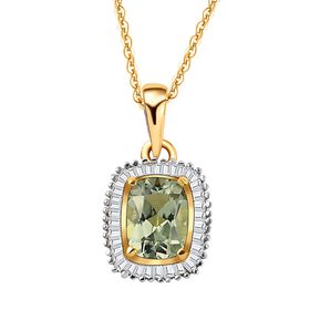 Turkizit und Diamant Halo-Anhänger mit Kette in Silber