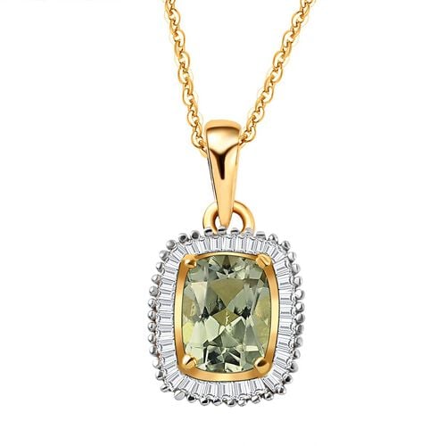 Turkizit und Diamant Halo-Anhänger mit Kette in Silber image number 0