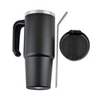 Edelstahl Thermobecher 880ml mit Strohhalm - Schwarz