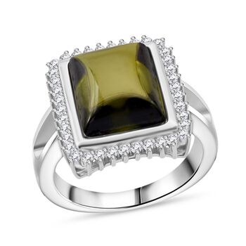 Lustro Stella Gr&uuml;ner Zirkonia, Wei&szlig;er Zirkonia Ring 925 Silber rhodiniert (Gr&ouml;&szlig;e 19.00)