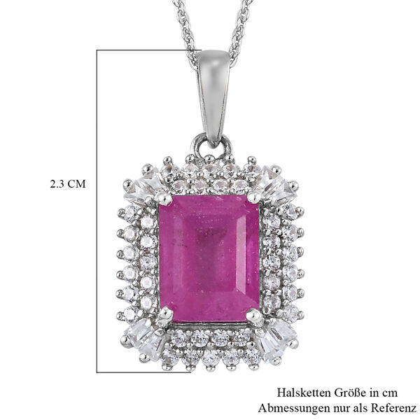 Ilakaka Rosa Saphir (Fissure gef&uuml;llt) und Zirkon Anh&auml;nger mit Silberkette 50 cm 925 Silber platiniert ca. 4,49 ct image number 6