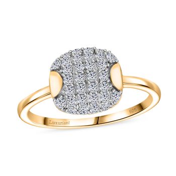 LUXURIANT SGL zertifizierter SI-GH Labor Diamant Ring, 925 Silber 750 Gelbgold Vermeil - 0,50 ct.