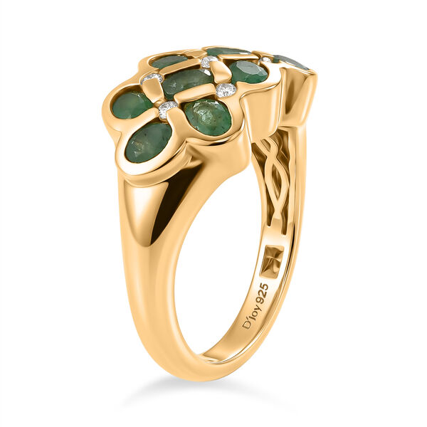 IDAR OBERSTEIN CLOSE OUT - D'Joy Socoto Smaragd, Wei&szlig;er Zirkon Ring 925 Silber 750 Gelbgold vermeil (Gr&ouml;&szlig;e 17.00) ca. 2.39 ct image number 5
